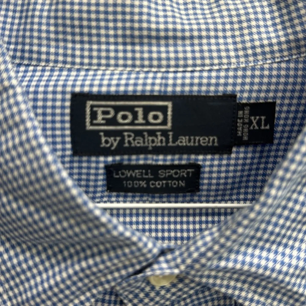 Polo by Ralph Lauren Lowell Sport XL Long Sleeve Button Down‎ Blue Check Shirt